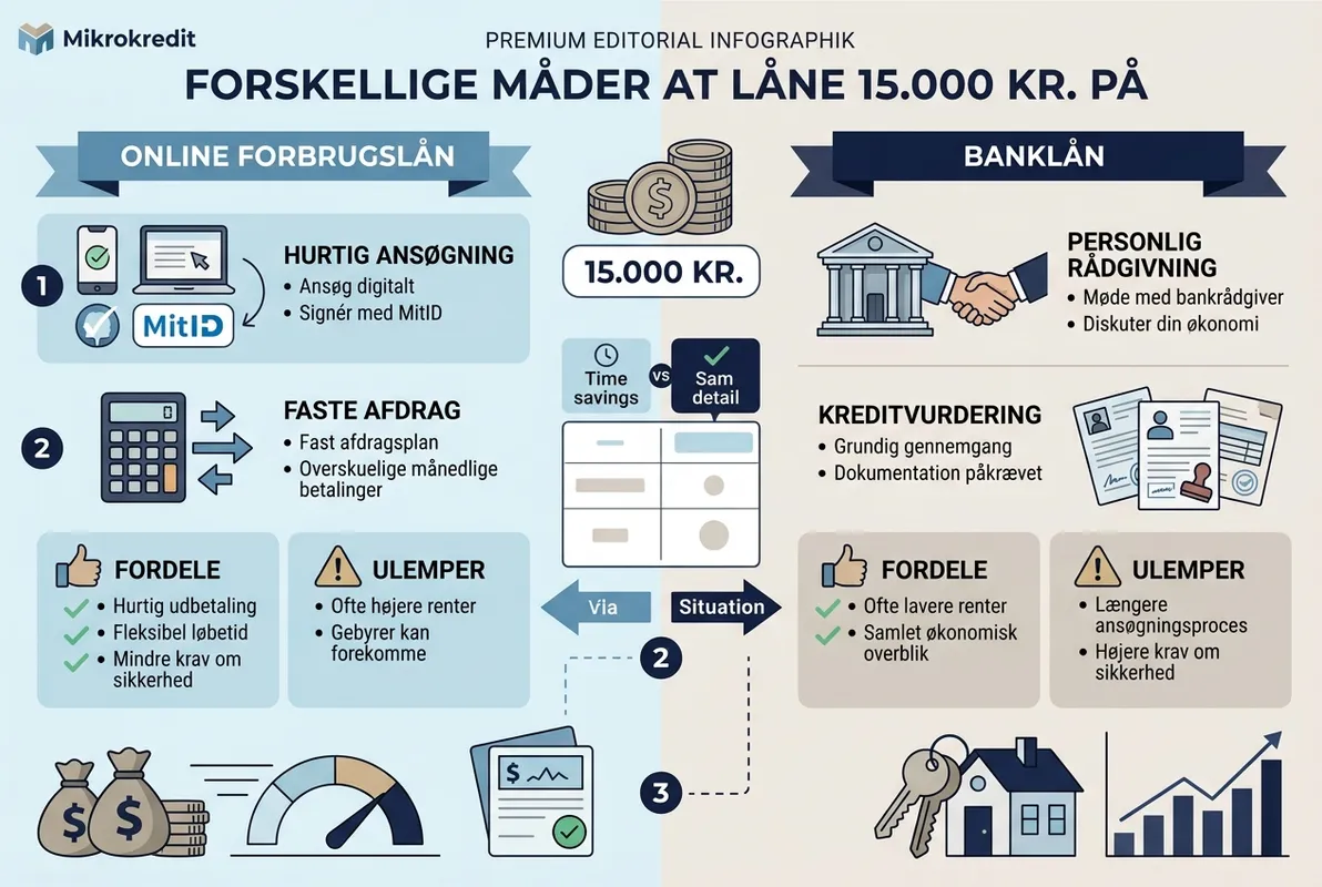 Forskellige måder at låne 15.000 kr. på